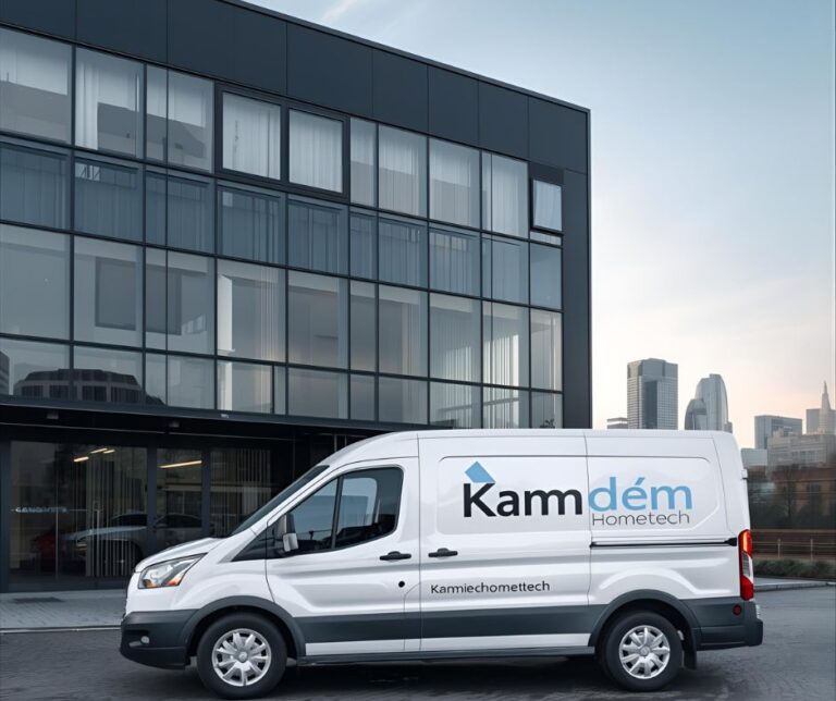 Plumbing van in front of business premises in Manchester
